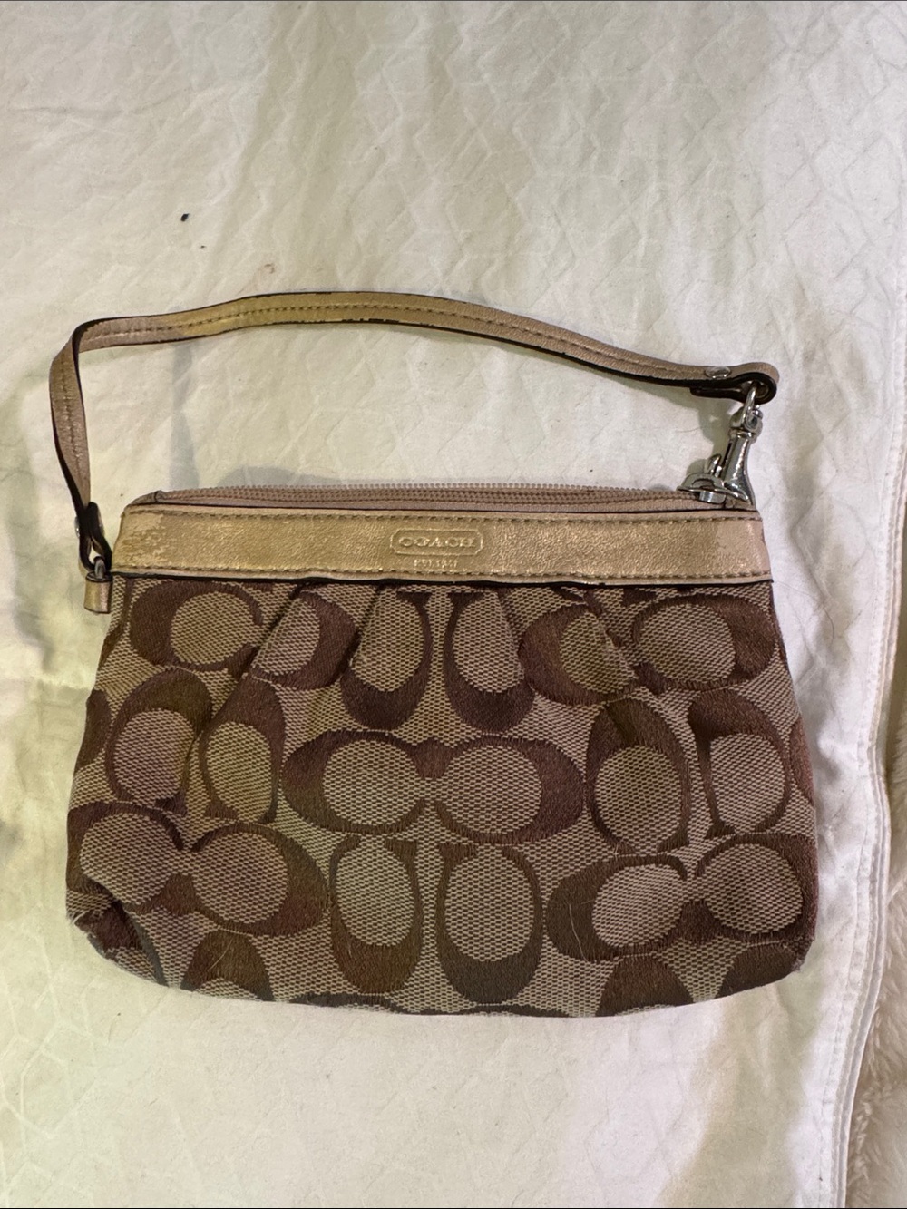 Coach Brown/Tan Signature Canvas Wristlet
